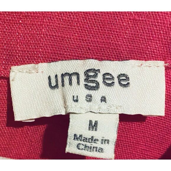 Umgee Romper Womens Medium Bright Pink Linen Blend Ruffle V Neck Flirty Feminine - Picture 6 of 7